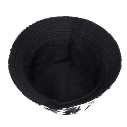 Men Women coconut tree Bucket Hat Cotton Printing Hip Hop