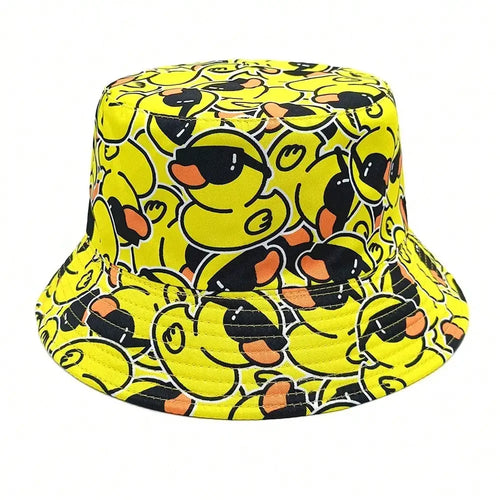 Unisex Yellow Duck Embroidered Bucket Hat