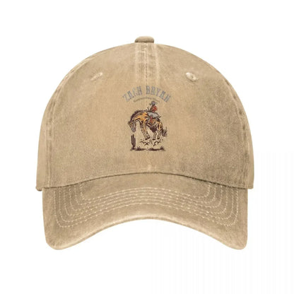 Zach Bryan Retro Distressed Washed Denim Baseball Cap