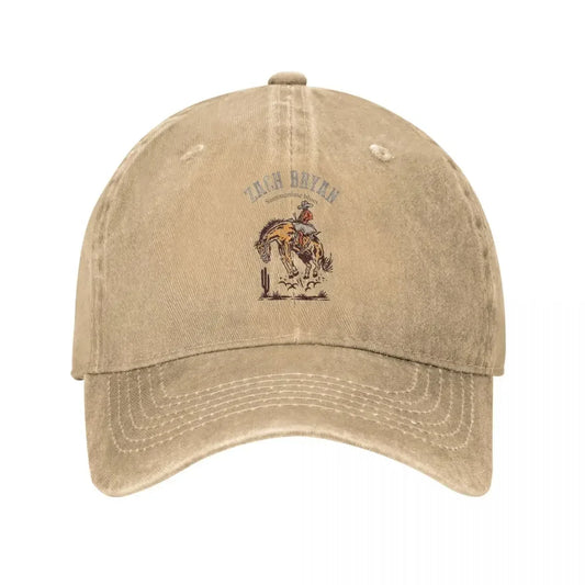 Zach Bryan Retro Distressed Washed Denim Baseball Cap