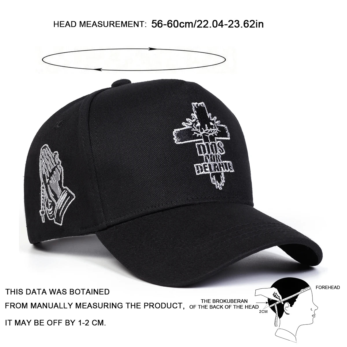 Unisex Dios Por Delante Cross Embroidery Baseball Cap