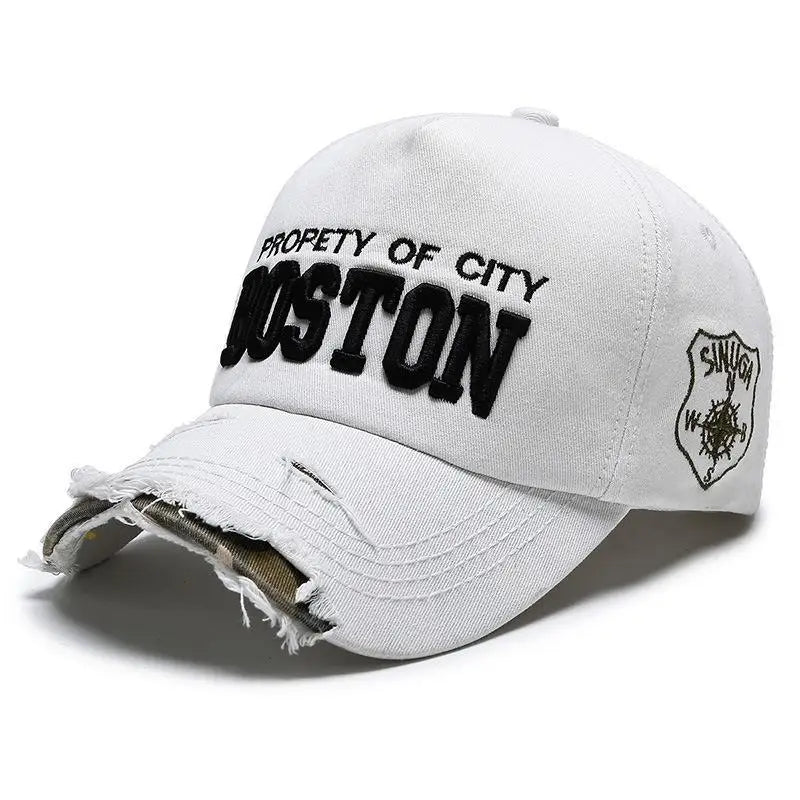 Boston Side Embroidered Hole Duckbill Baseball Cap