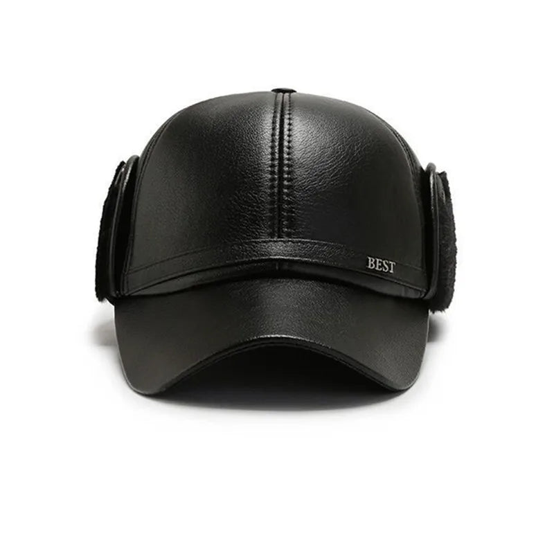 Soft Leather Warm Winter Baseball Hat