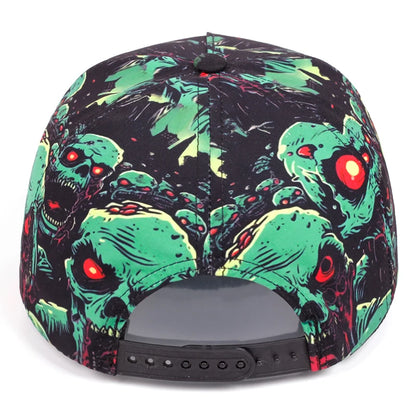 Red Eyes Green Skeleton Flat Brim Baseball Cap
