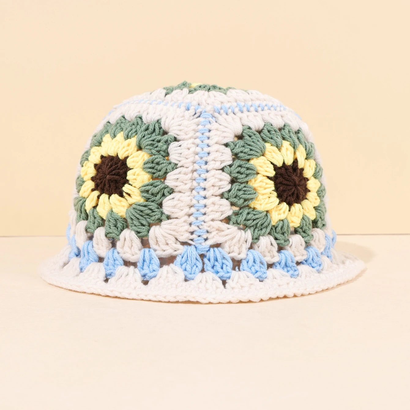 Handmade Sunflower Bamboo Knitted Bucket Hat