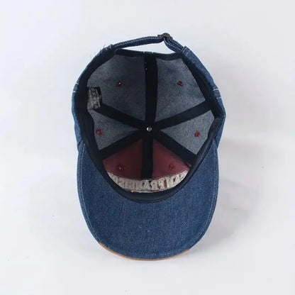 Trendy Distressed Cotton Embroidered Adjustable Baseball Cap