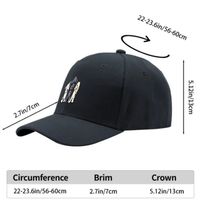 Cute Three Dogs Washed Cotton Snapback Baseball Cap