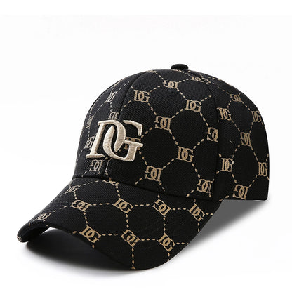 Korean Printed Letter Embroidered Big Head Cap
