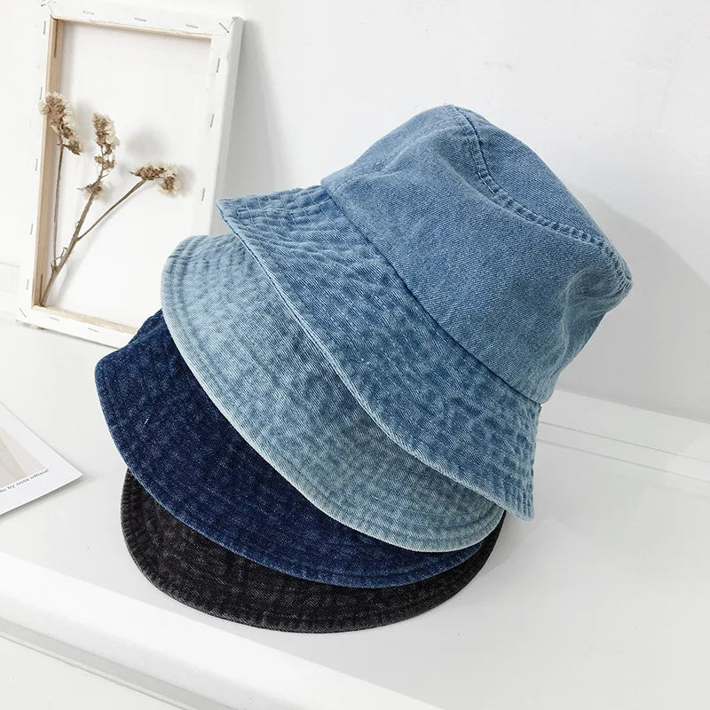Large Brim Denim Sun Protection Bucket Hat