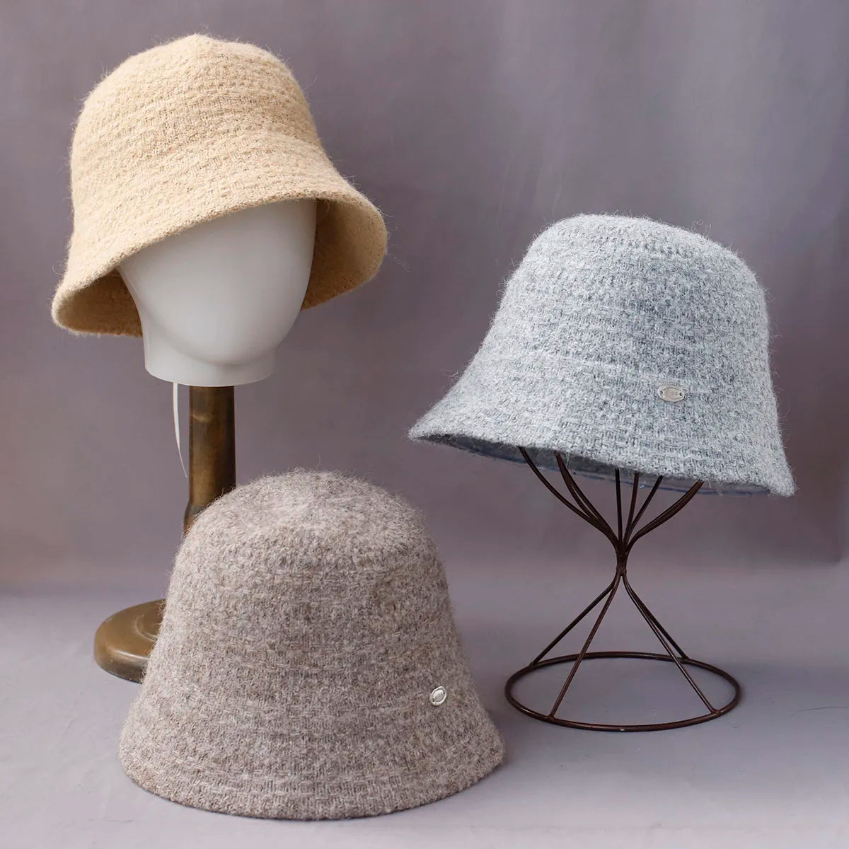 New Y2K Wool Knitted Winter Bucket Hat