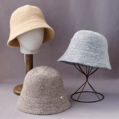 New Y2K Wool Knitted Winter Bucket Hat
