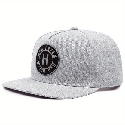 Round Logo H Embroidered Flat Brim Street Hip Hop Baseball Hat