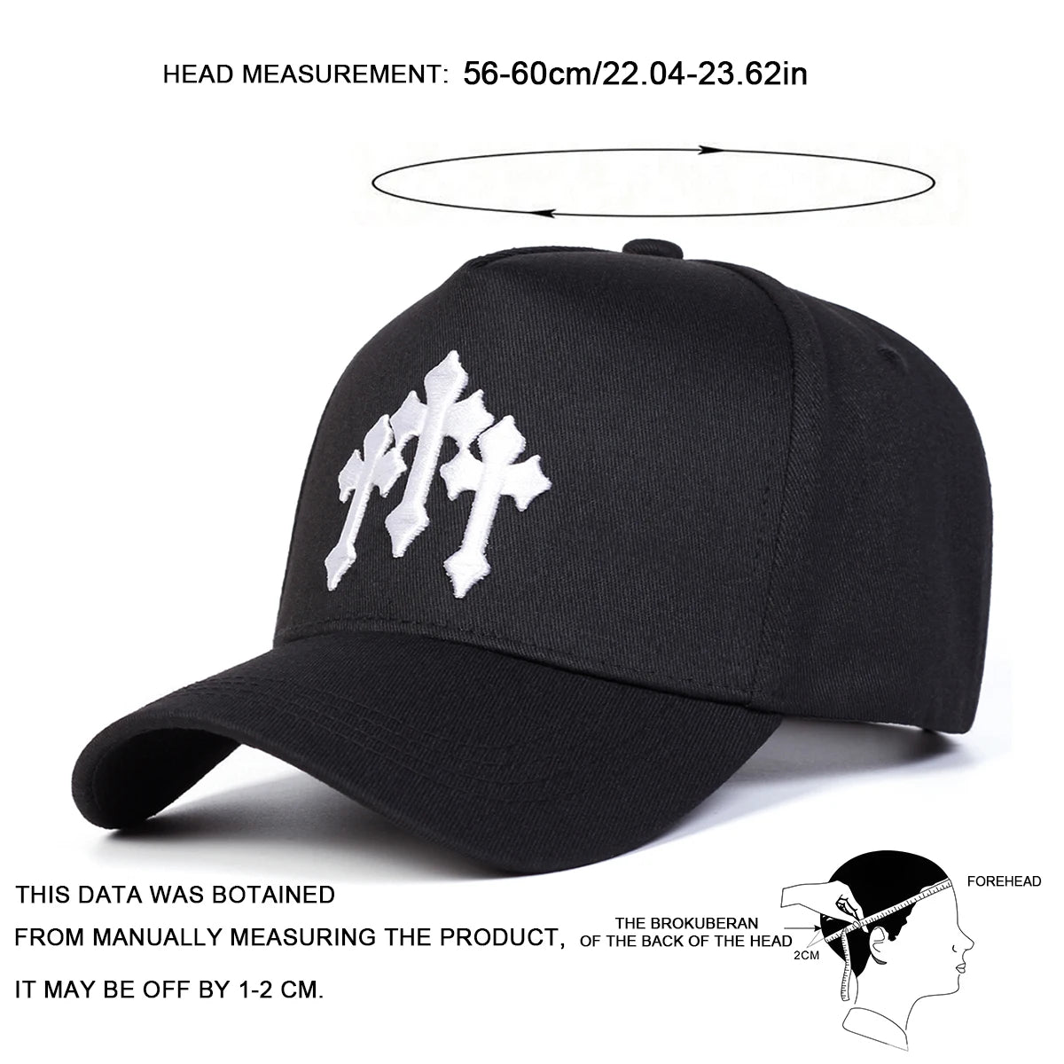 Unisex Cross Embroidered Casual Outdoor Baseball Cap