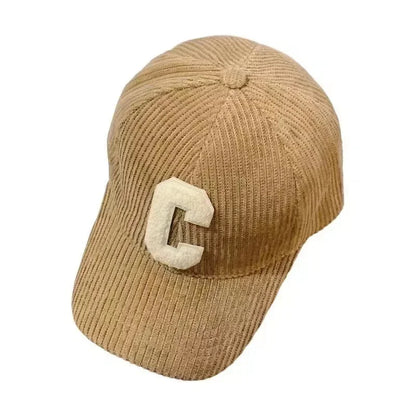 Corduroy Letter C Winter Baseball Cap