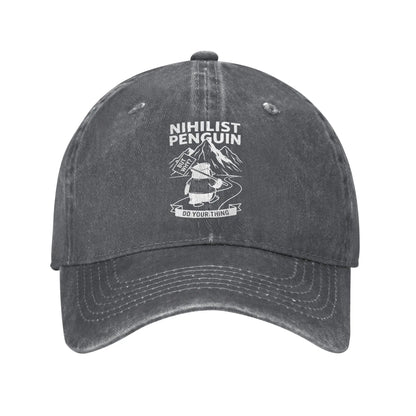 Nihilist Penguin Existential Meme Washed Baseball Cap