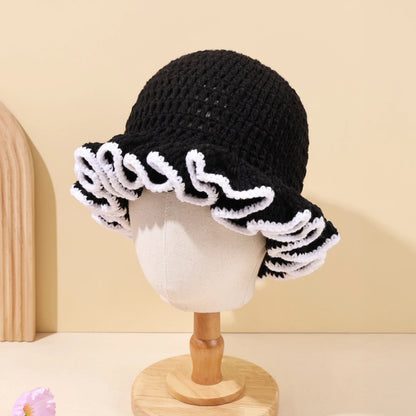 Multicolor Ruffle Knitted Wool Bucket Hat