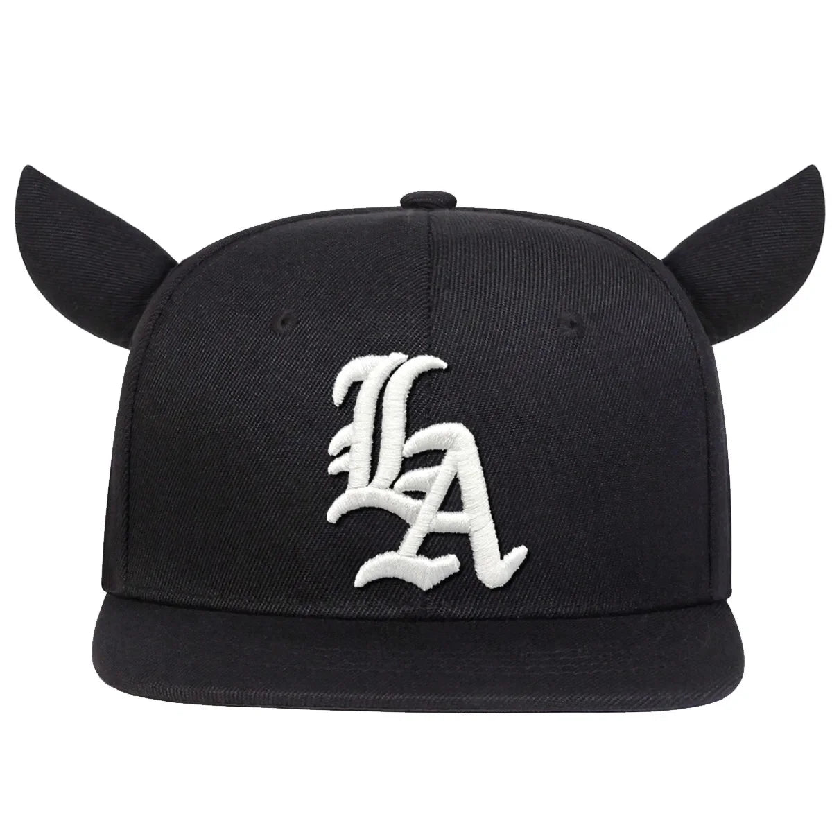 Ox Horn Letter Embroidery Snapback Cap