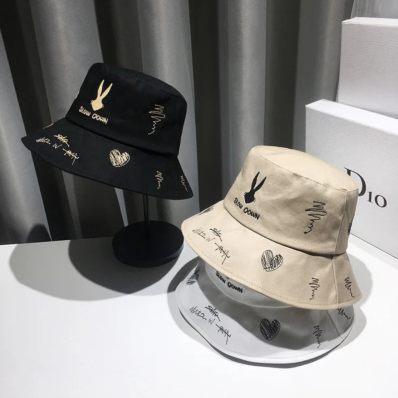 Unisex Embroidered Summer Bucket Hat