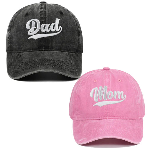 DAD MOM Embroidered Retro Washed Baseball Cap
