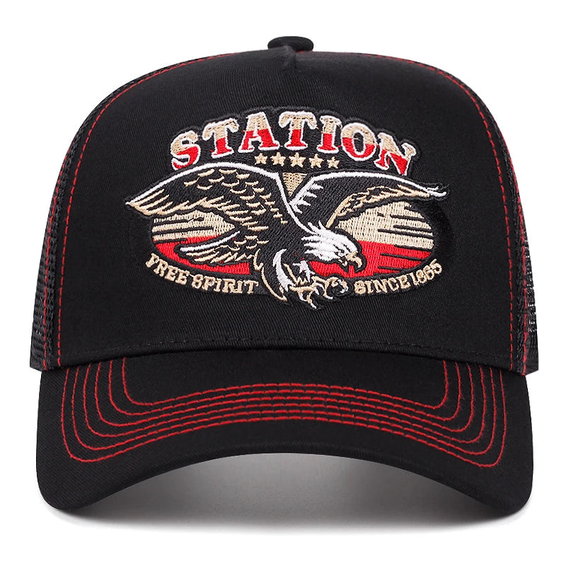 Station Five Star Eagle Embroidered Mesh Baseball Cap