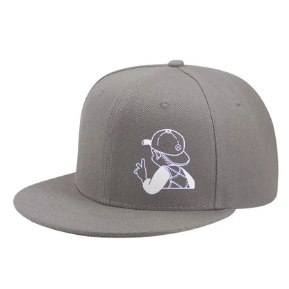 Cartoon Boy Peace Sign Snapback Cap
