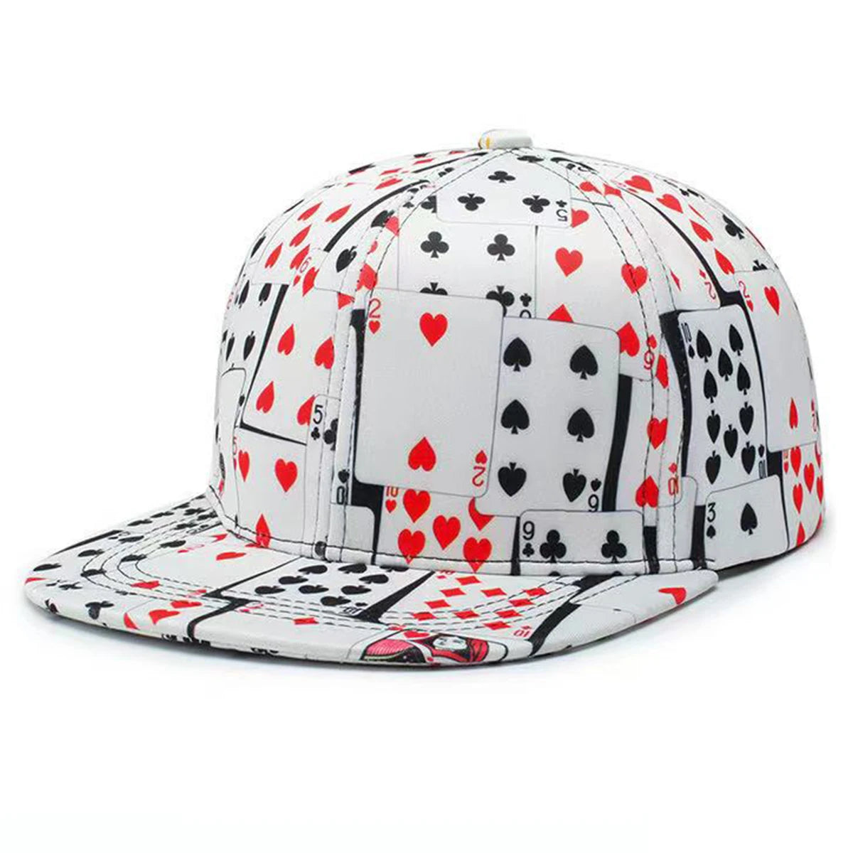 Poker Card Print Hip Hop Cap