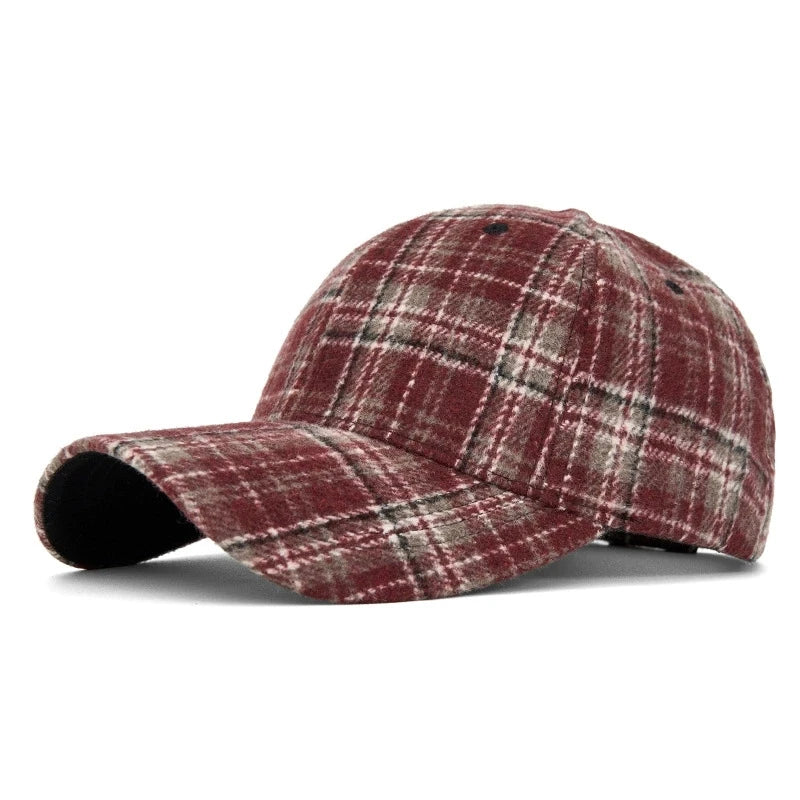 Classic Plaid Hard Brim Face Slimming Duckbill Baseball Hat