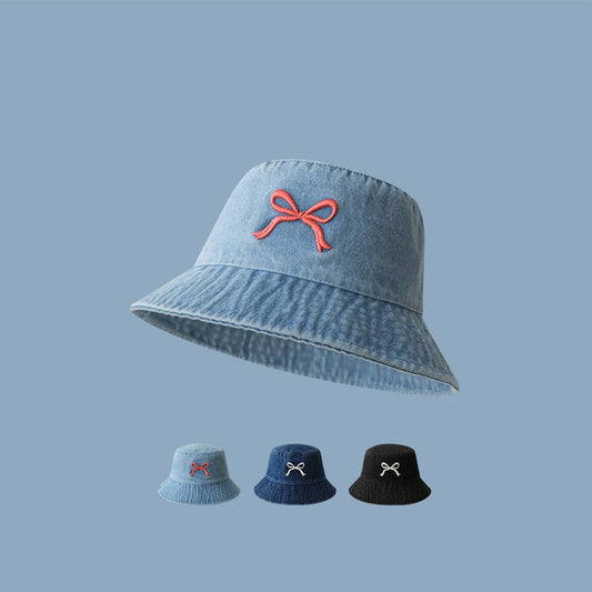 Women’s Bow Harajuku Denim Bucket Hat