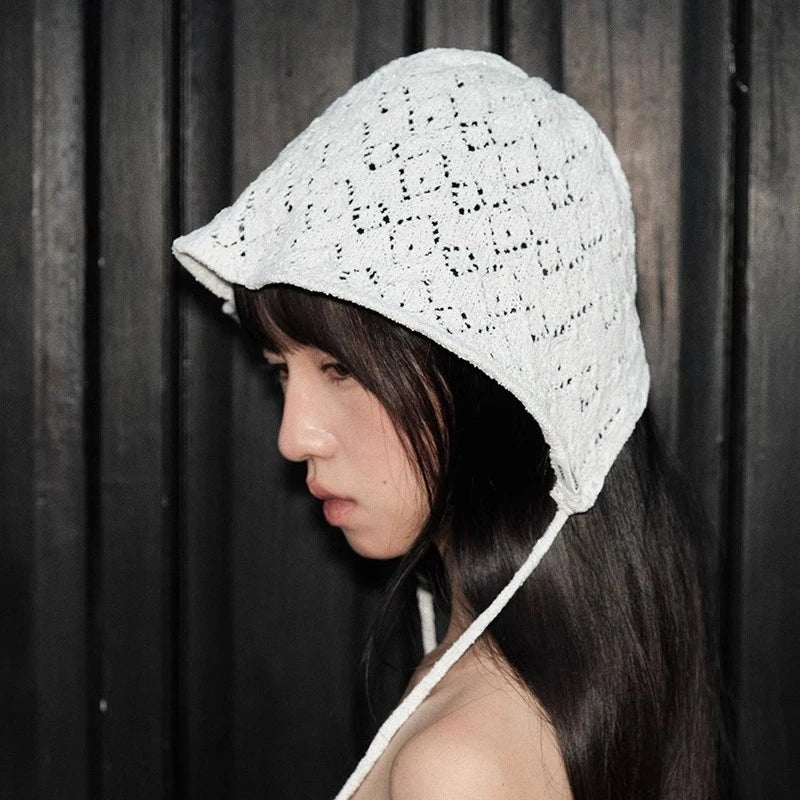 Korean Style Lace Up Breathable Women Bucket Hat