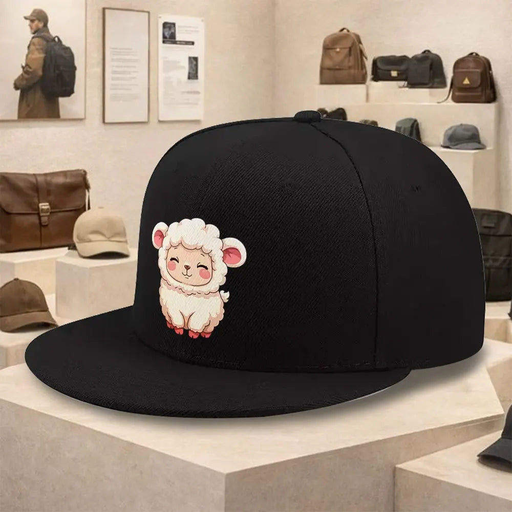 Cute Cartoon Lamb Flat Brim Snapback Cap