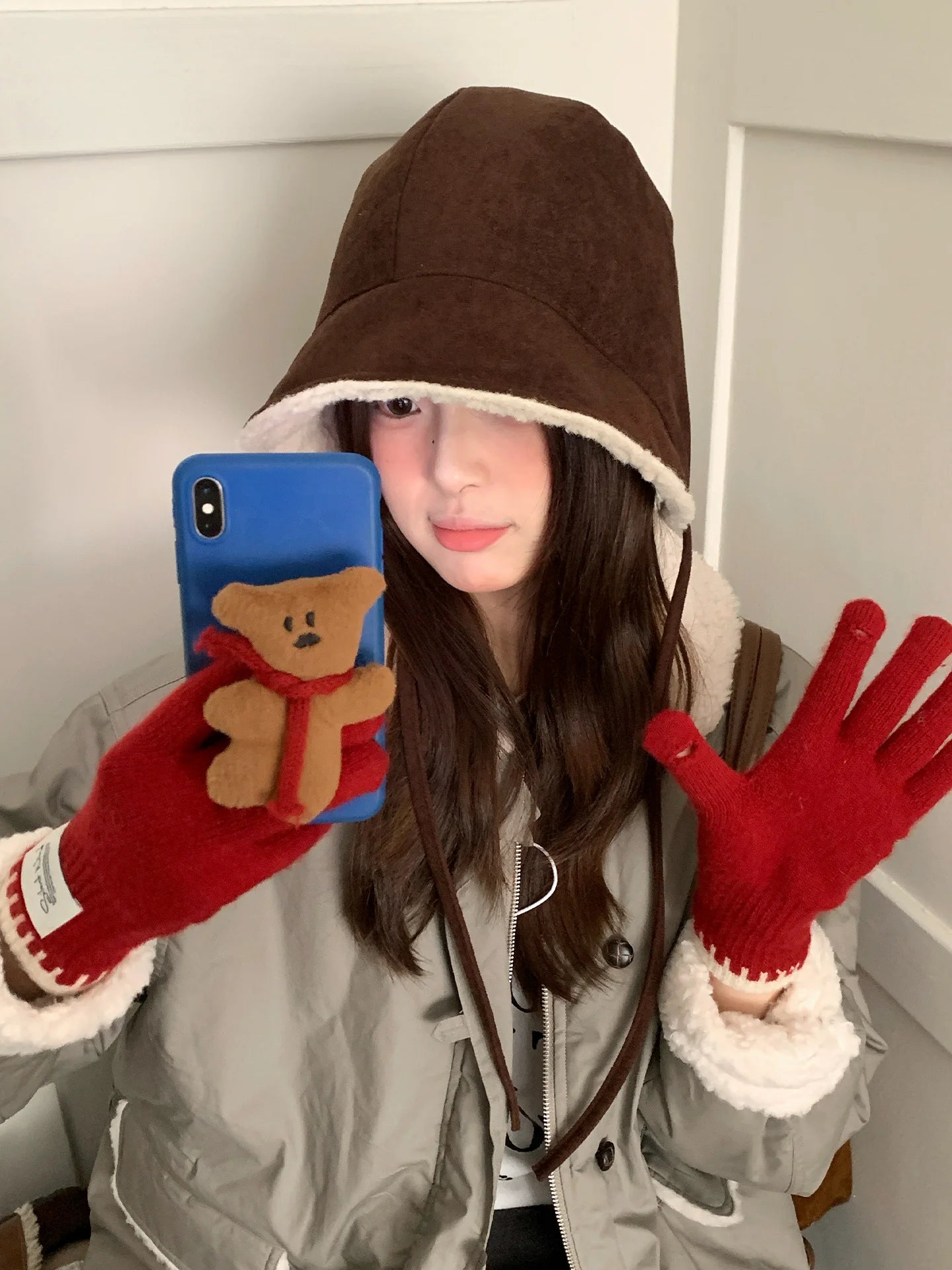 Retro Suede Plush Earflap Bucket Hat