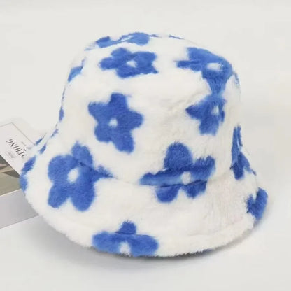 Women’s Floral Faux Fur Winter Bucket Hat
