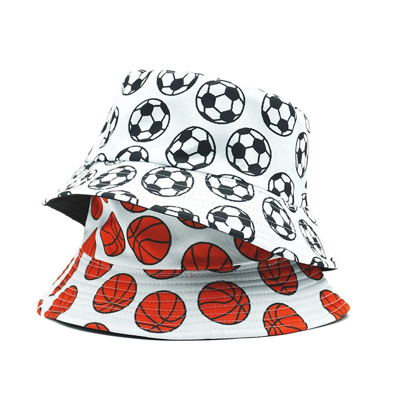Double Sided Cartoon Sports Ball Bucket Hat
