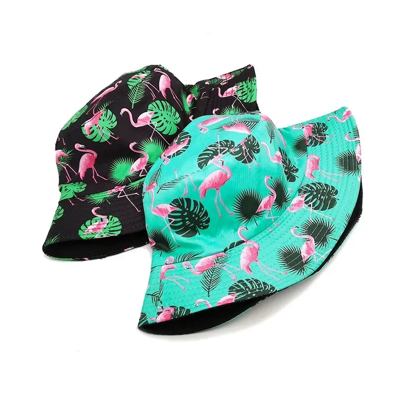 Unisex Flamingo Print Reversible Bucket Hat