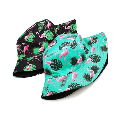 Unisex Flamingo Print Reversible Bucket Hat