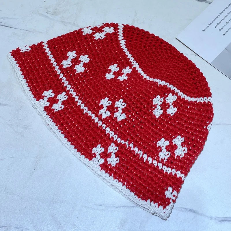 Knitted Flower Korean Handmade Crochet Bucket Hat
