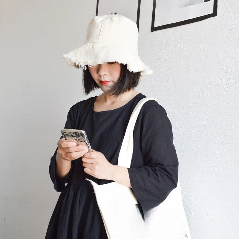 Korean Cotton Tassel Casual Beach Bucket Hat