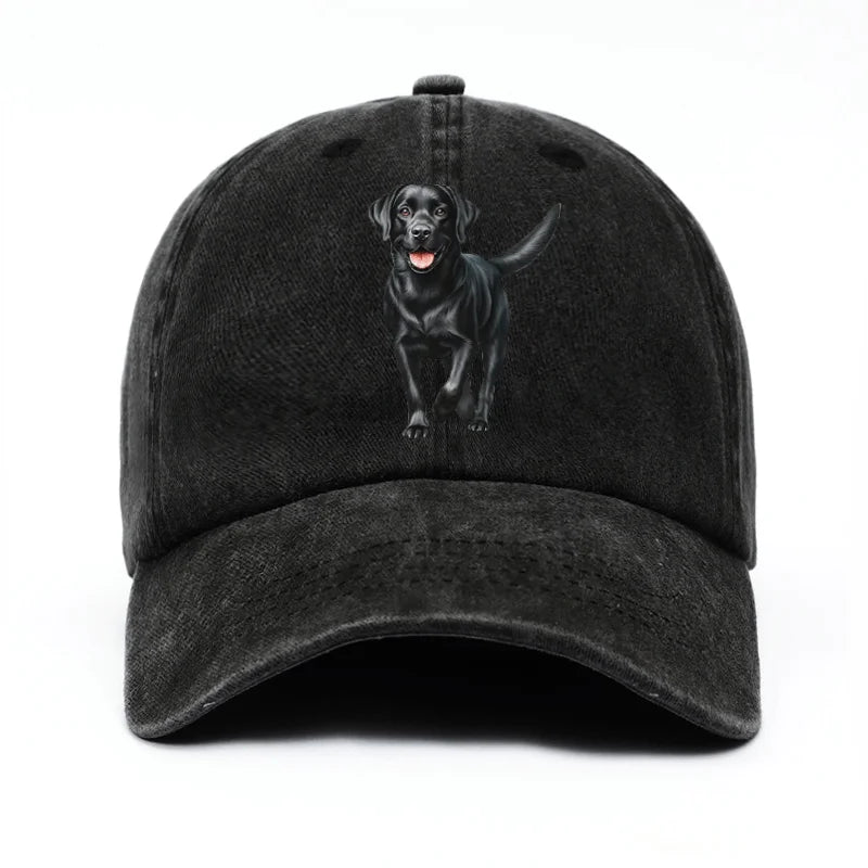 Black Labrador Print Adjustable Baseball Cap
