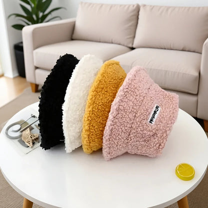 Korean Japanese Lamb Wool Retro Bucket Hat