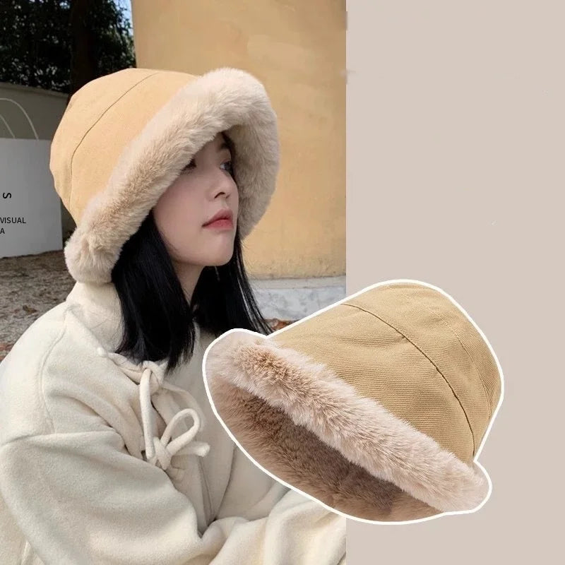 Plush Velvet Winter Bucket Hat