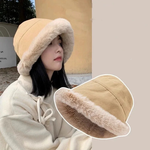 Plush Velvet Winter Bucket Hat