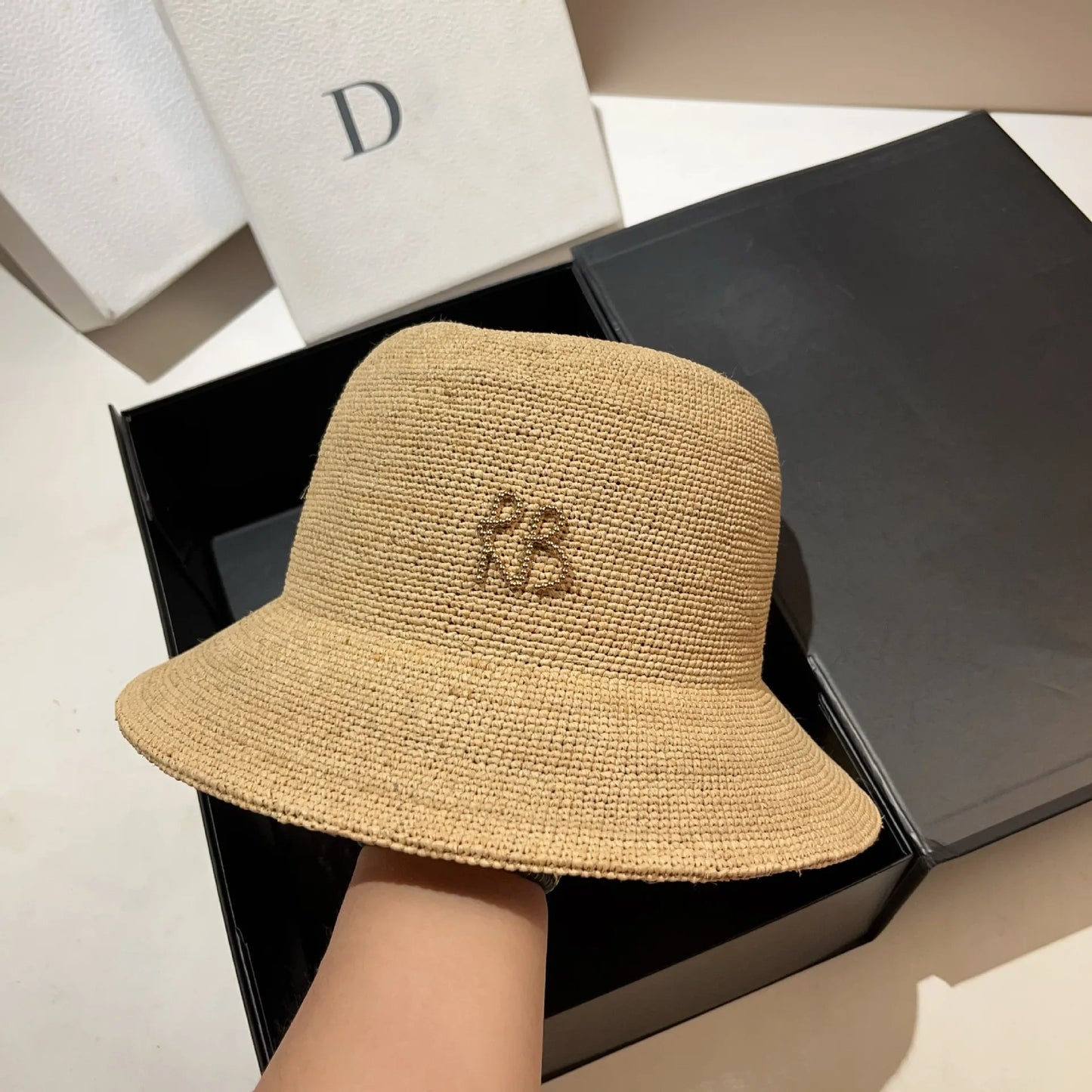 Designer Raffia Straw Summer Bucket Hat
