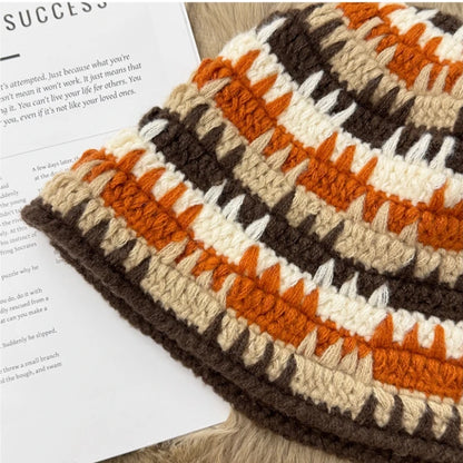 Hand Crochet Color Block Bucket Hat