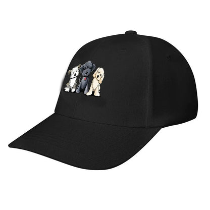 Cute Three Dogs Washed Cotton Snapback Baseball Cap