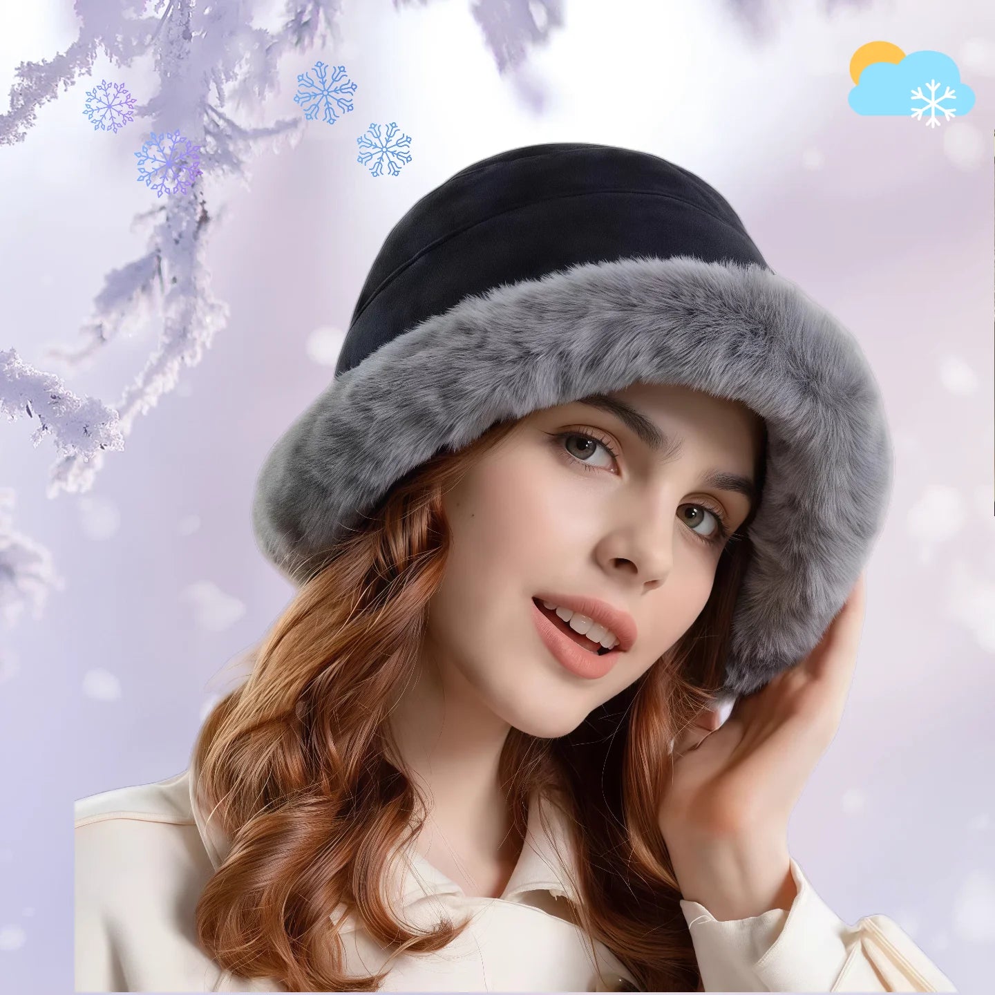 Rabbit Fur Winter Plush Ear Protection Bucket Hat