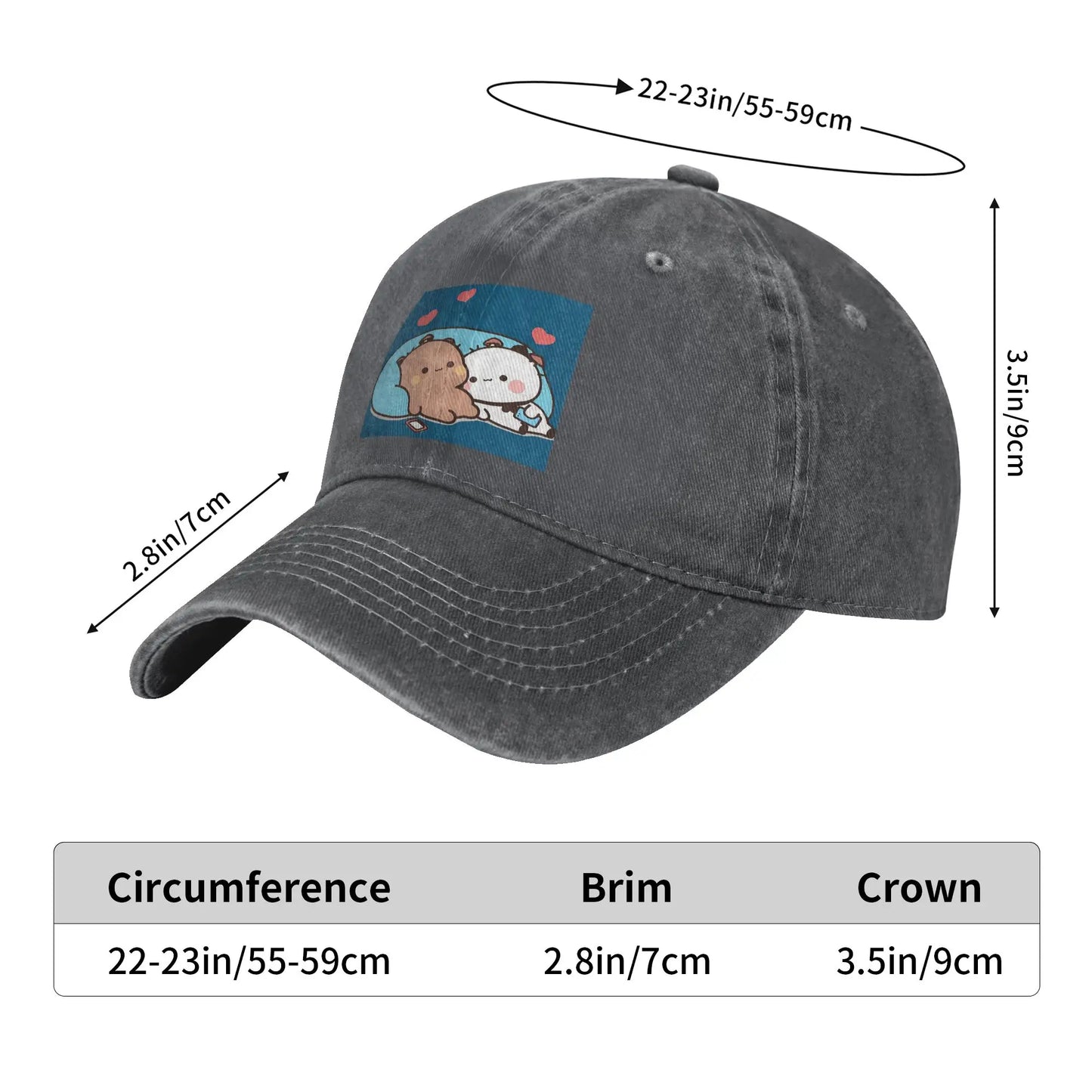 Bubu Dudu Panda Washed Denim Adjustable Baseball Cap