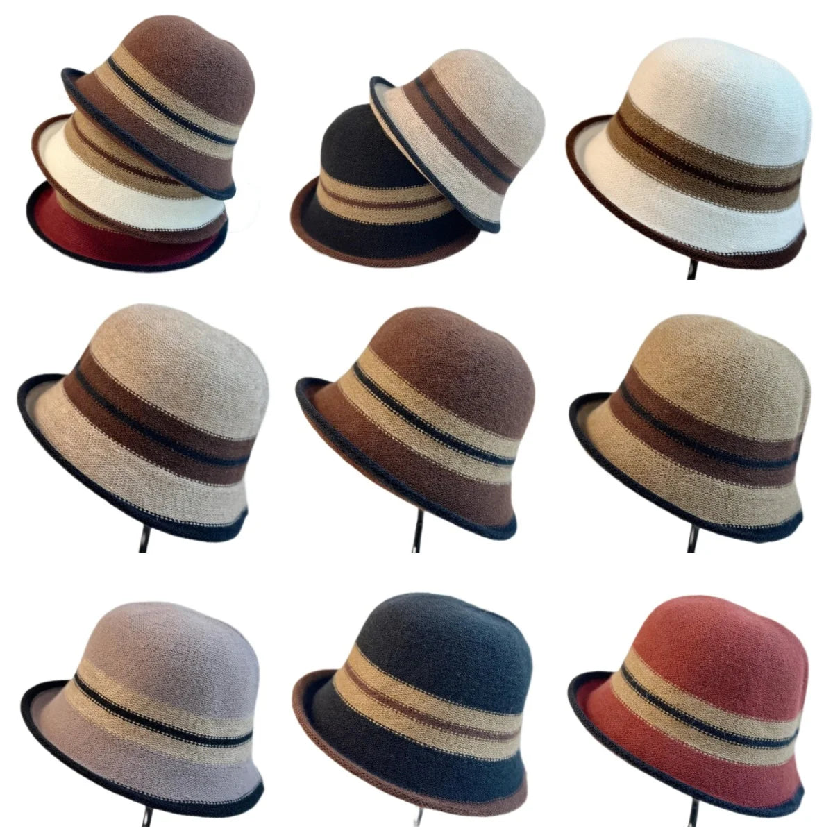 French Color Matching Retro Thermal Bucket Hat