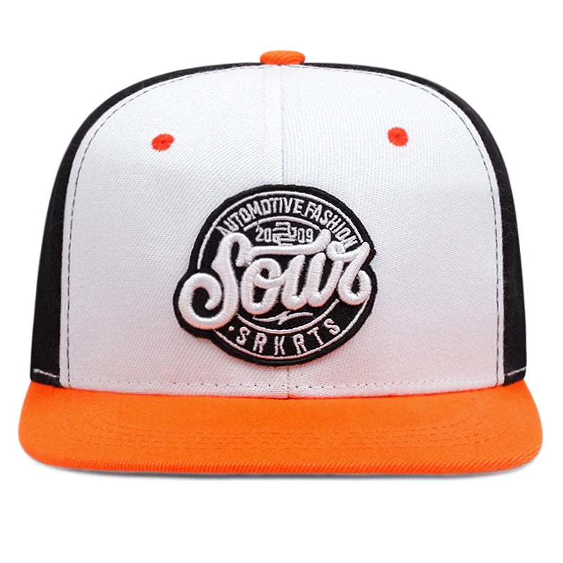 SOWT Circular Logo Color Block Streetwear Flat Brim Hip Hop Cap Unisex