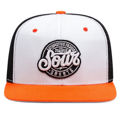 SOWT Circular Logo Color Block Streetwear Flat Brim Hip Hop Cap Unisex