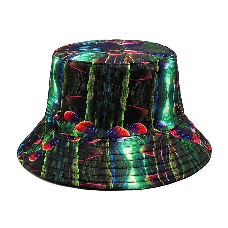 Cotton Mushroom Print Bucket Hat